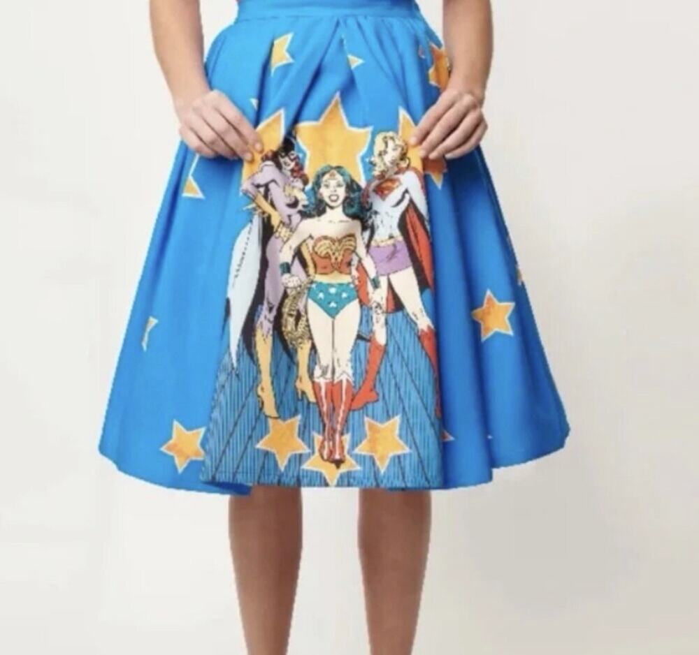 Unique Vintage DC Comics Justice League Swing Skirt superhero wonder women XL 14